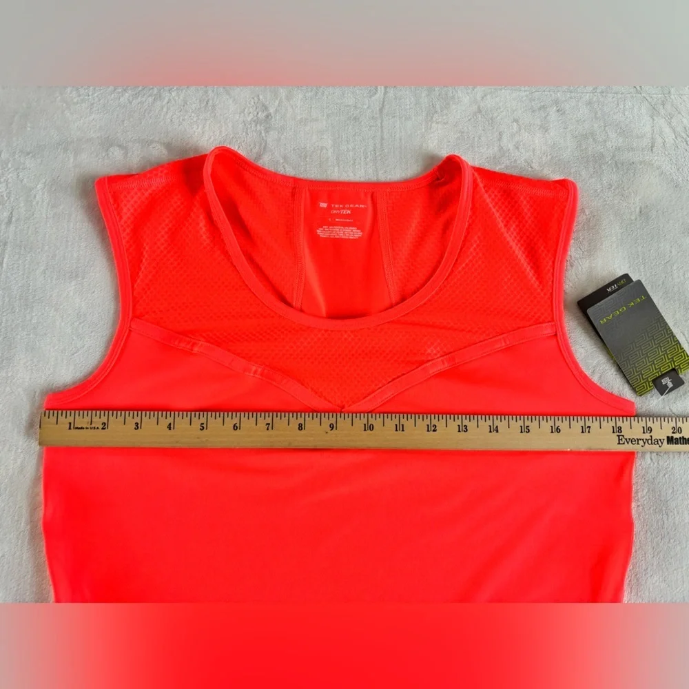 NWT Tek Gear DryTek Neon Coral Mesh Yoke Active Tank Top - Large